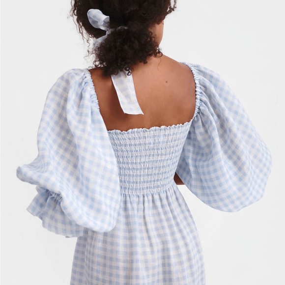 Atlanta Linen Dress in Blue Vichy - Picture 4 of 8